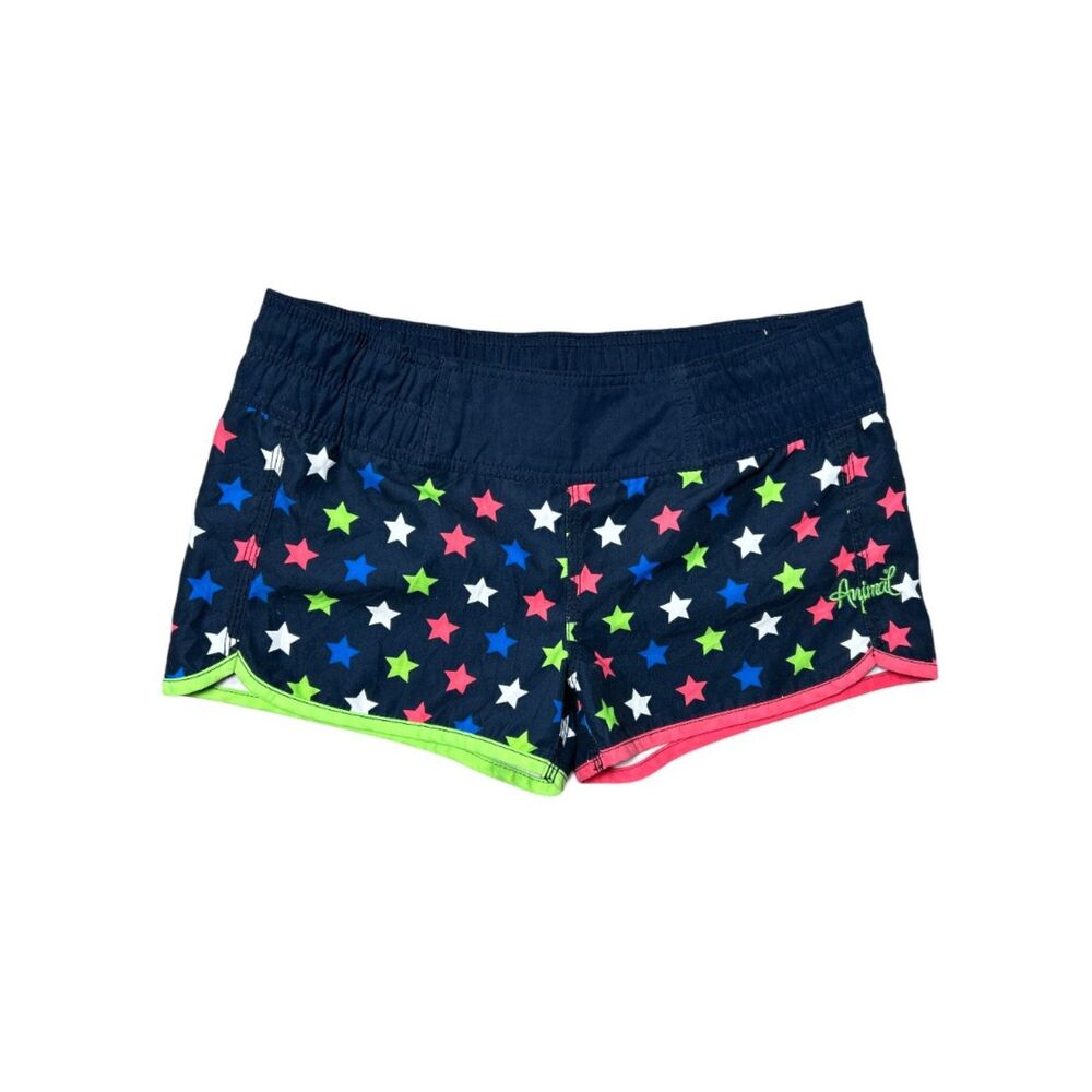 Animal UK Board Shorts Womens 10 Swim Surf Star Print Retro Neon Beachwear